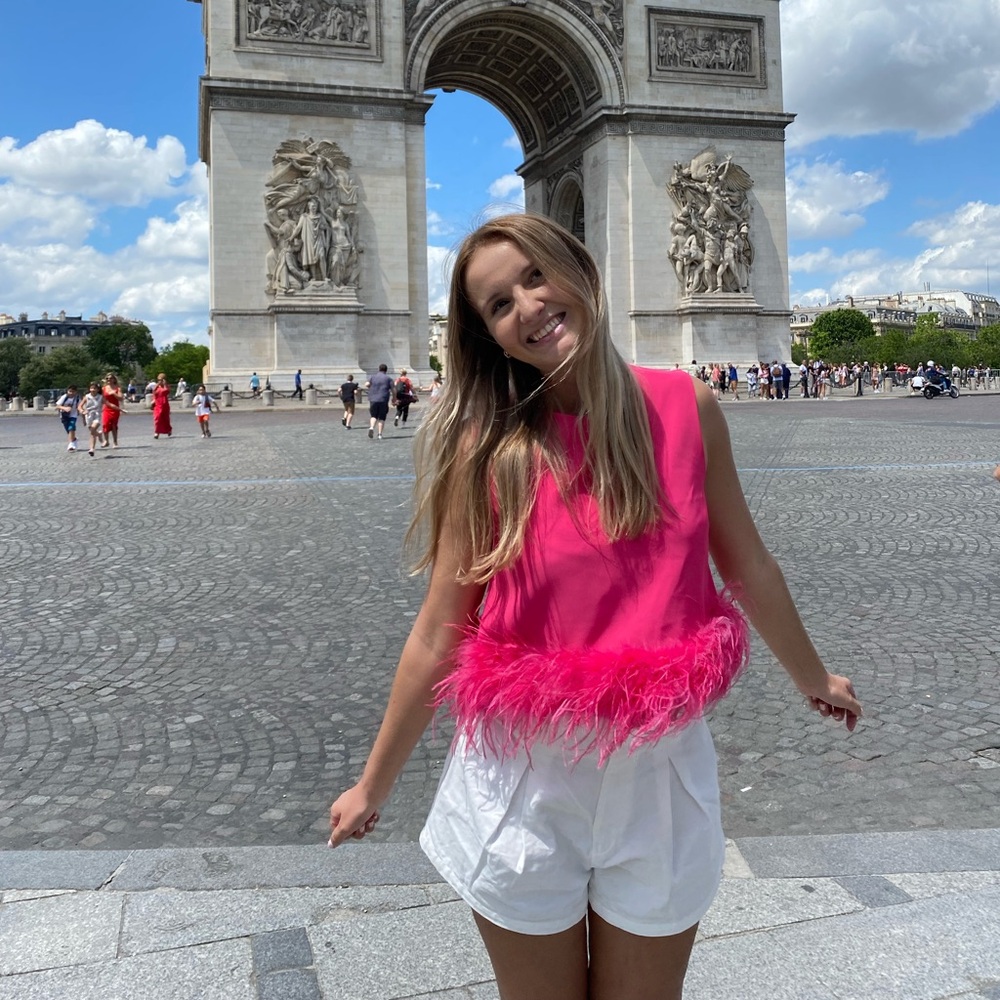 Pink Cropped Feather Tank!